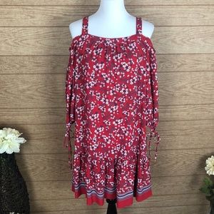 Julian Taylor Cold Shoulder Floral Flounce Dress